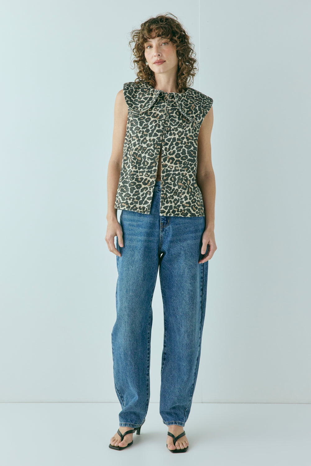 Iman Denim Top Leopard
