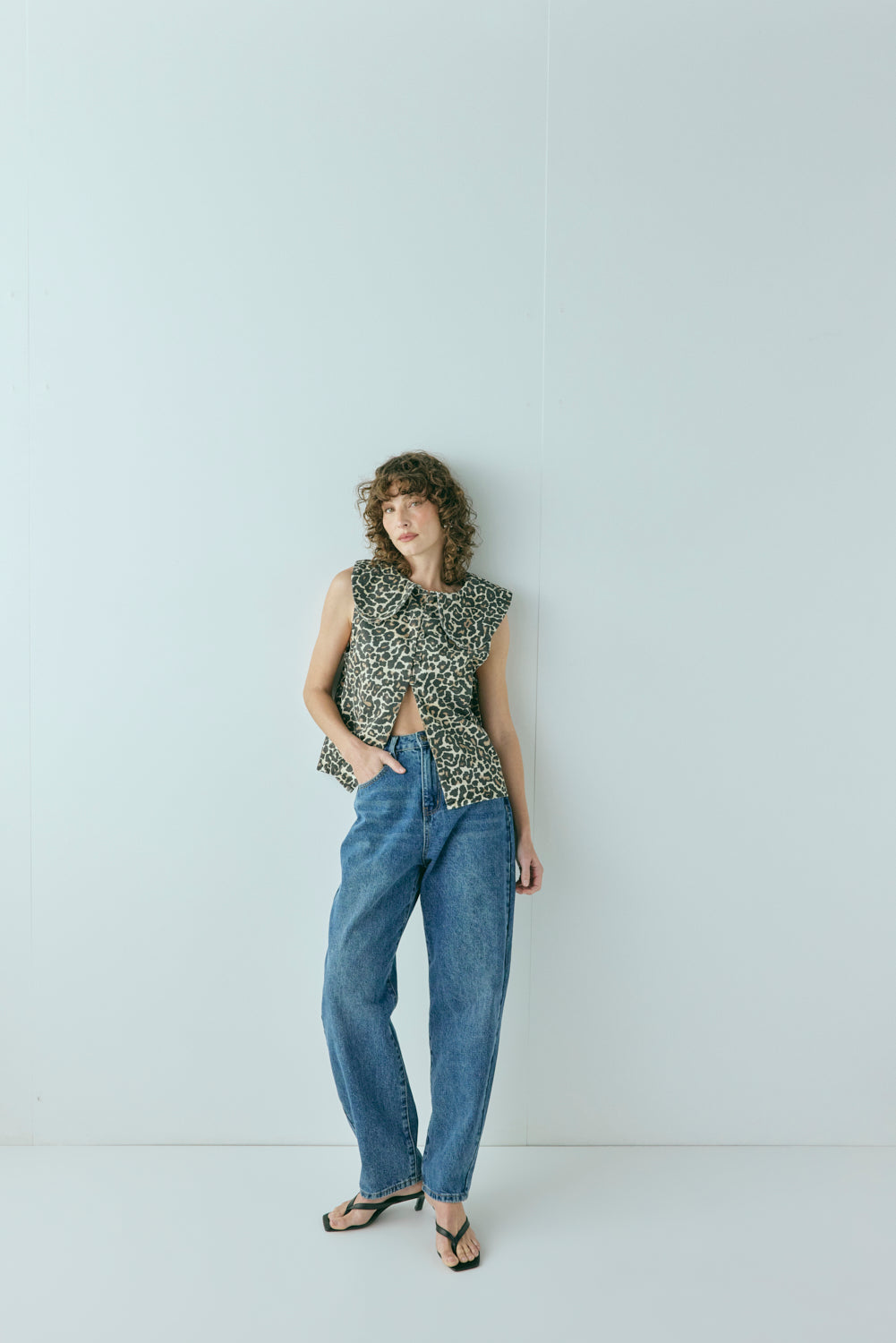 Iman Denim Top Leopard