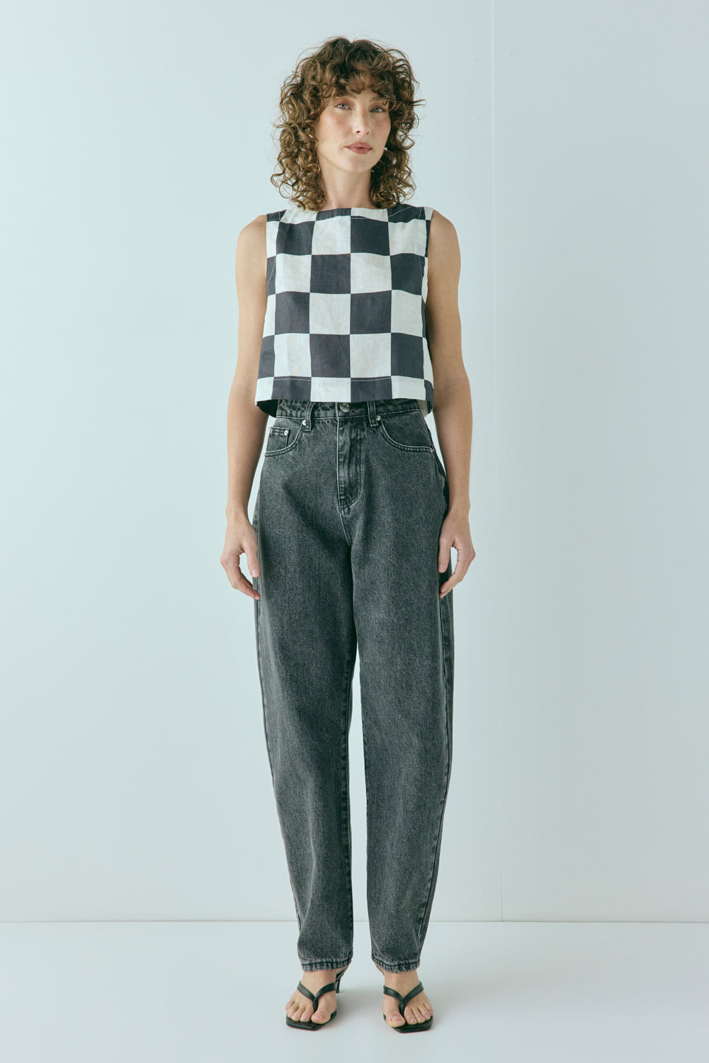 Naya Linen Top Check