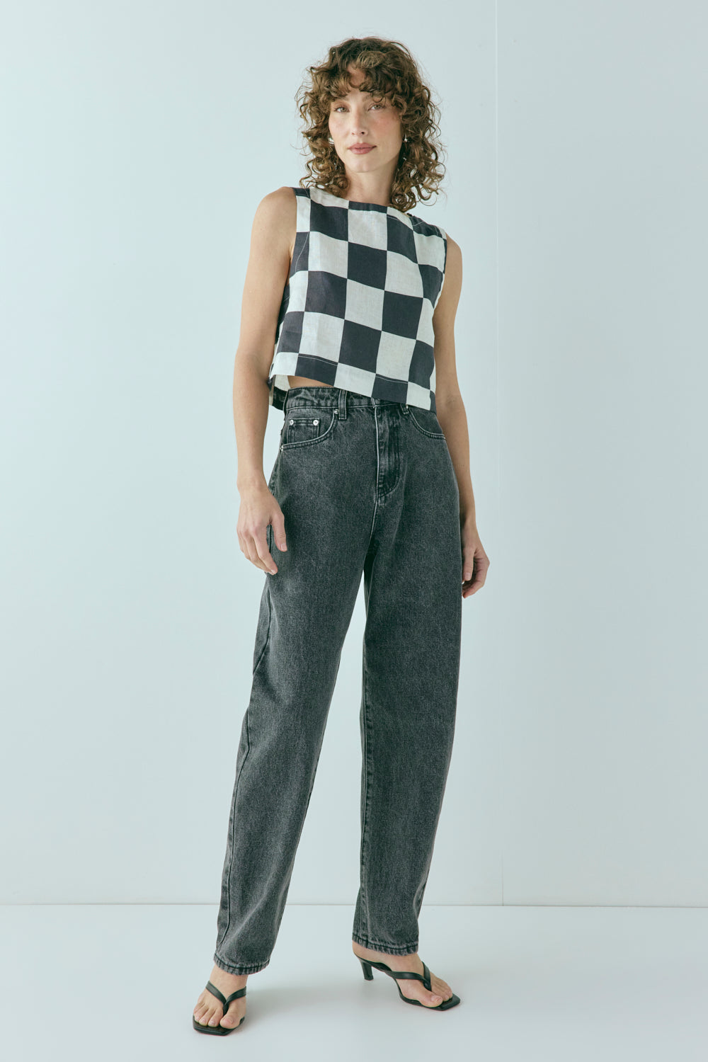 Naya Linen Top Check