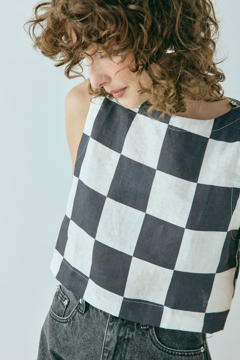 Naya Linen Top Check