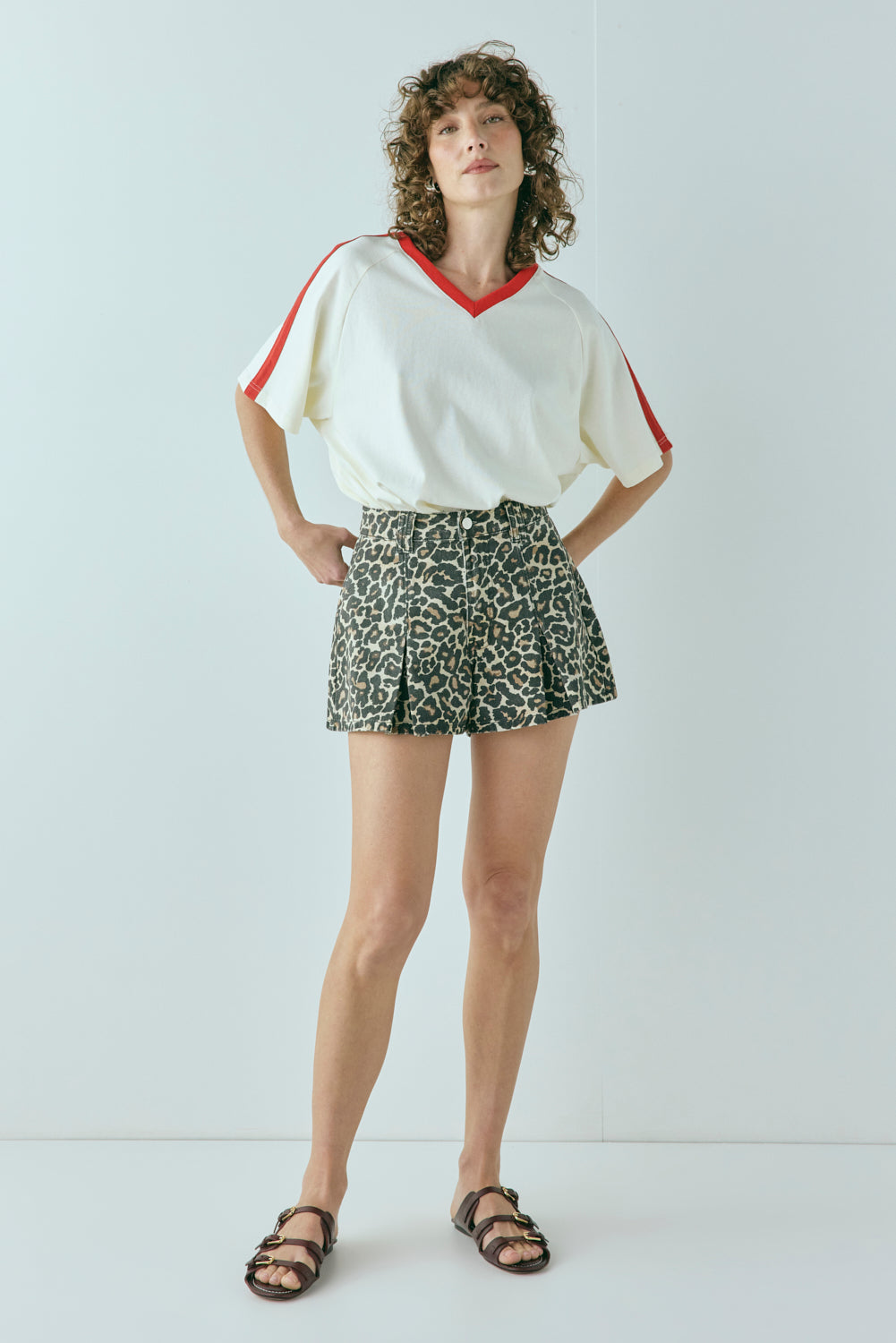 Abigail Denim Shorts Leopard