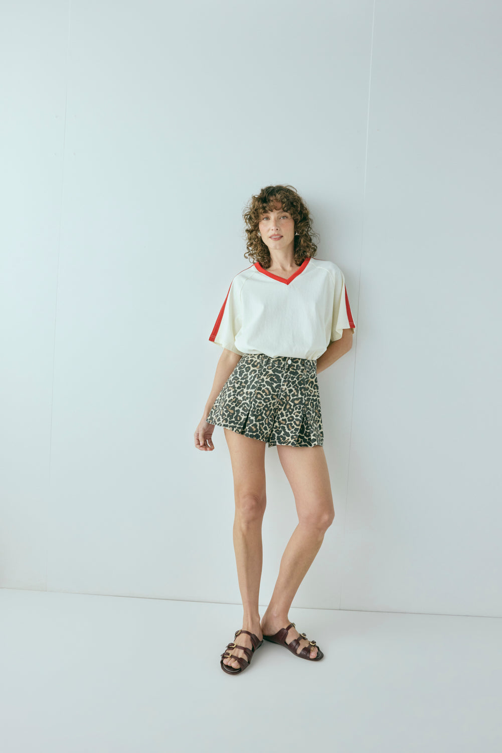 Abigail Denim Shorts Leopard