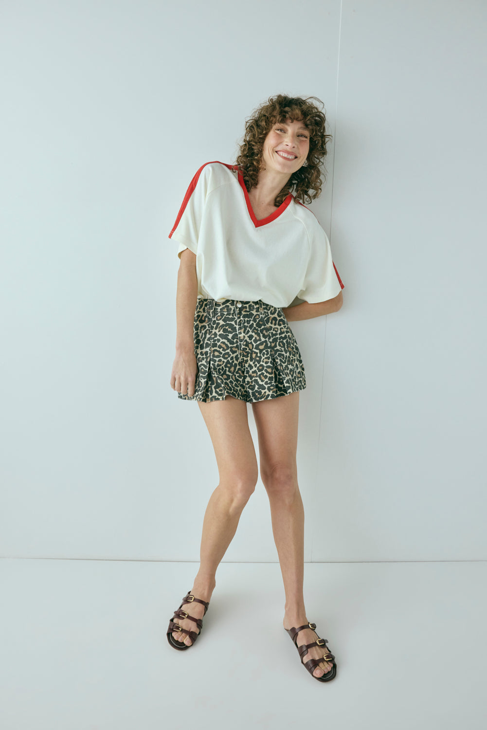 Abigail Denim Shorts Leopard