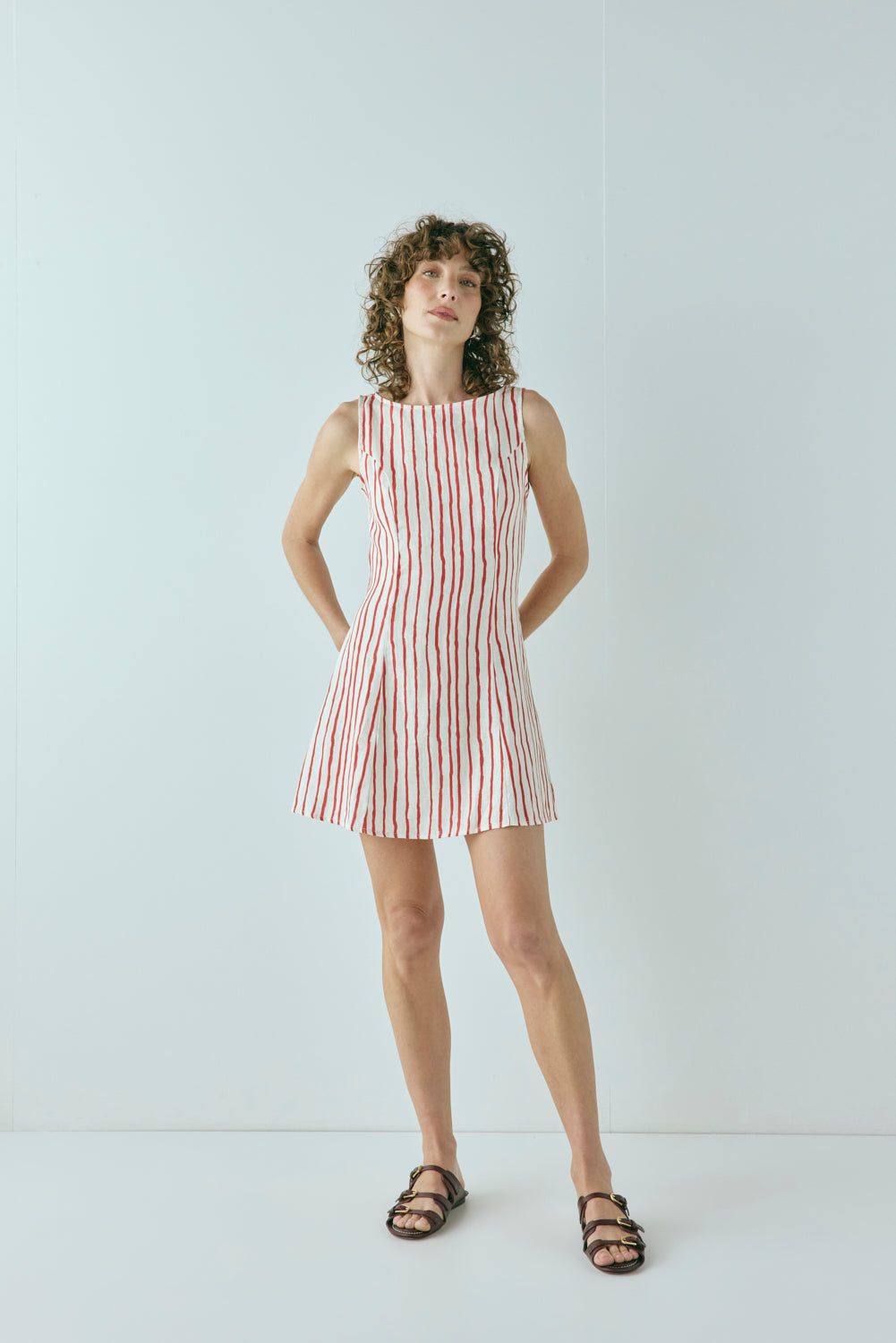 Chloe Linen Mini Dress Stripe