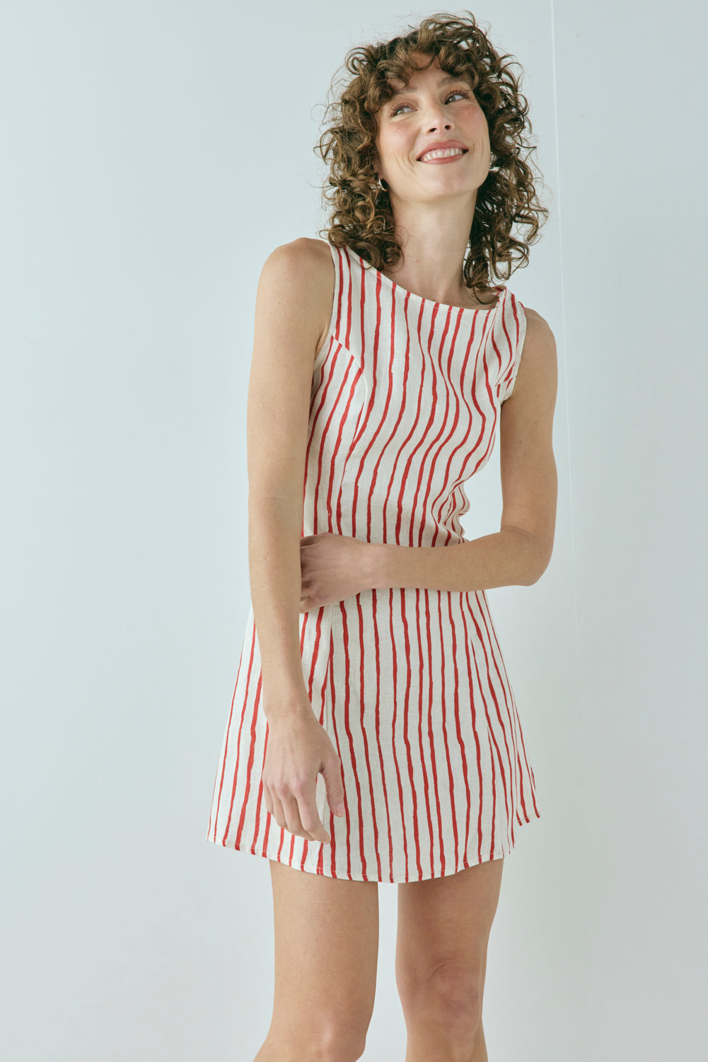 Chloe Linen Mini Dress Stripe