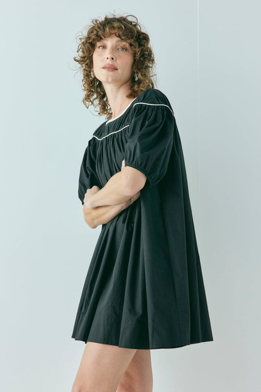 Leila Smock Mini Dress Black