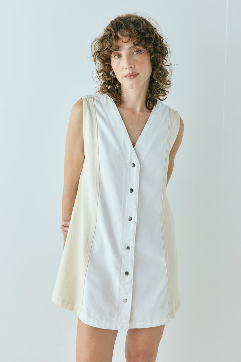 Aston Denim Mini Dress Cream