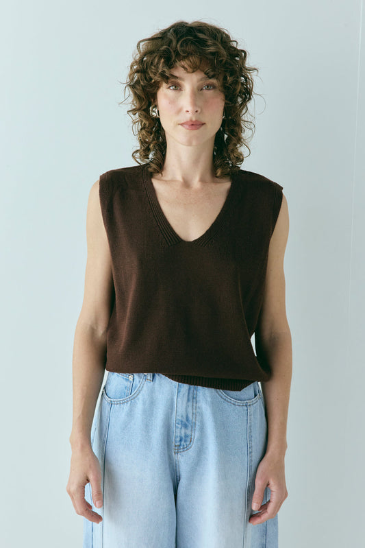 Hadley Knit Vest Chocolate