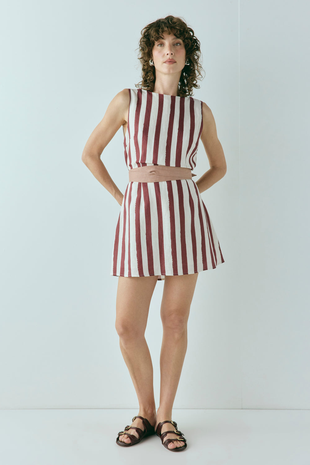Lea Linen Mini Dress Wine