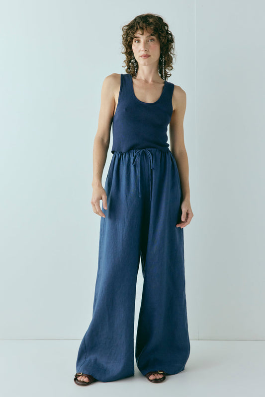 Raya Linen Pants Navy