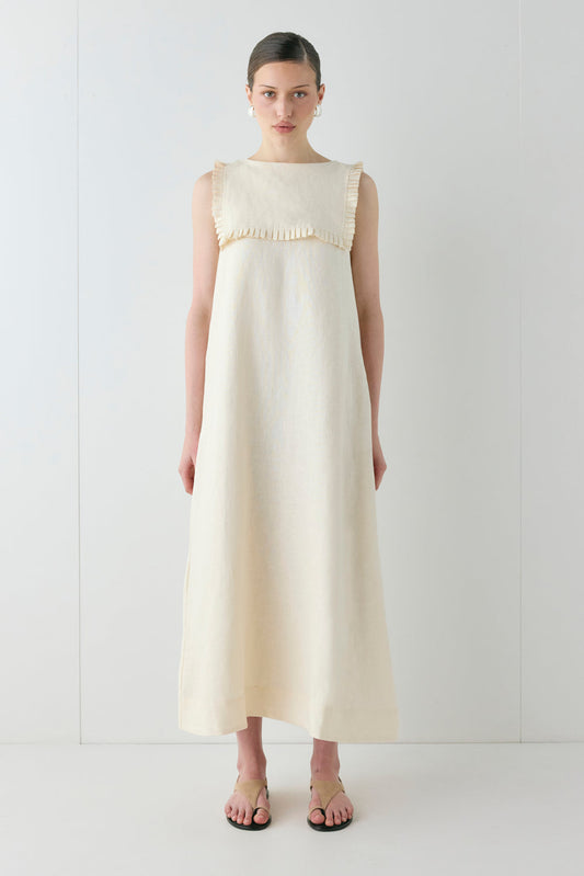 Maggie Linen Midi Dress Cream