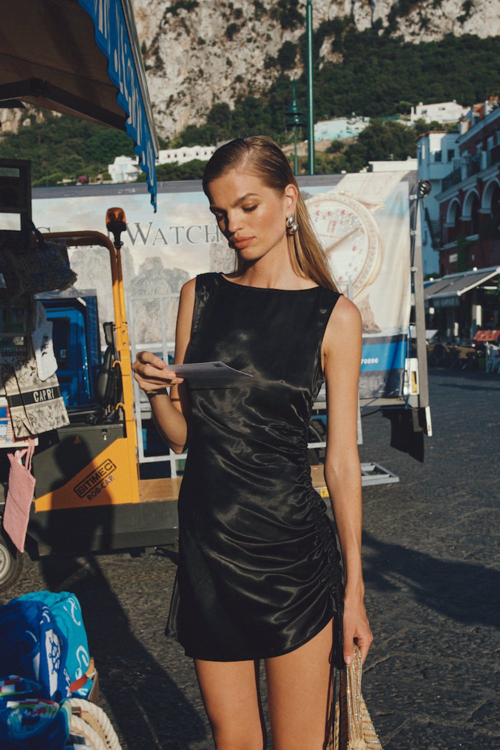 Dance Satin Mini Dress Black