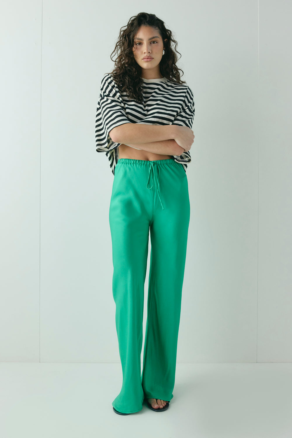 Rae Satin Pants Kelly Green
