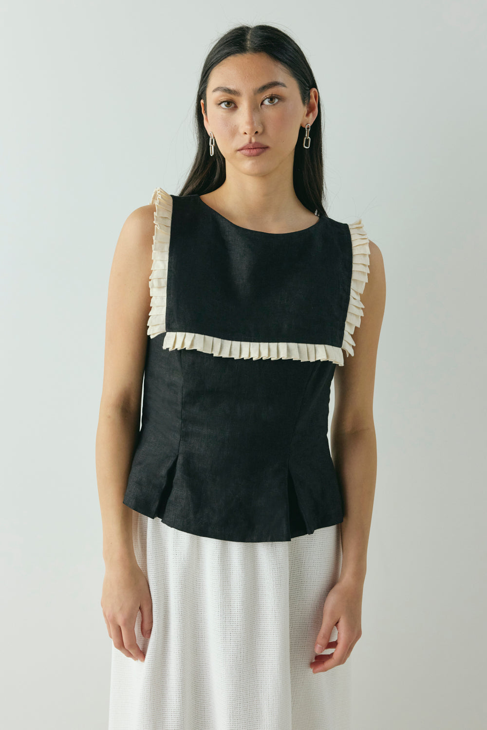 Indra Linen Top Black