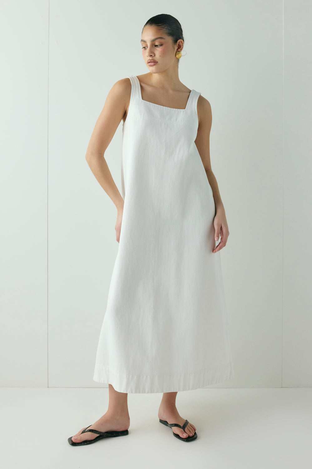 Amity Denim Midi Dress White