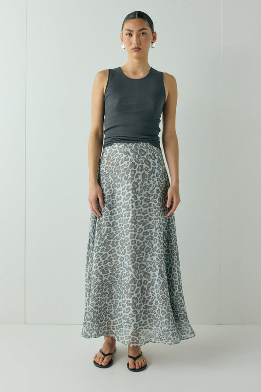 Penny Maxi Skirt Blue Leopard
