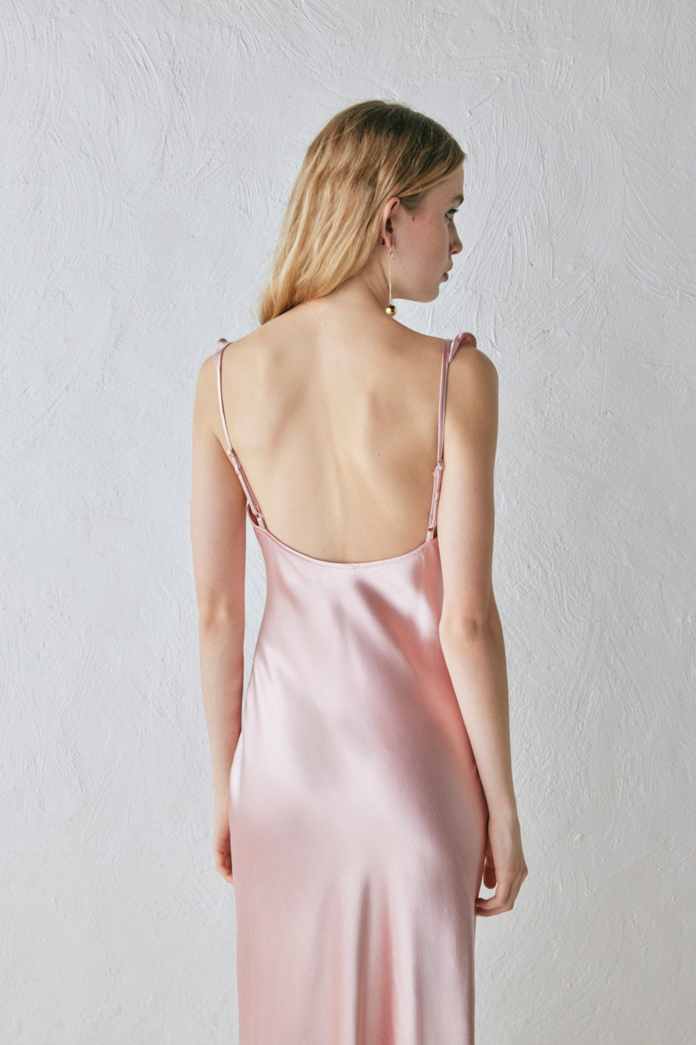 Rosalia Satin Bias Cut Maxi Dress Blush