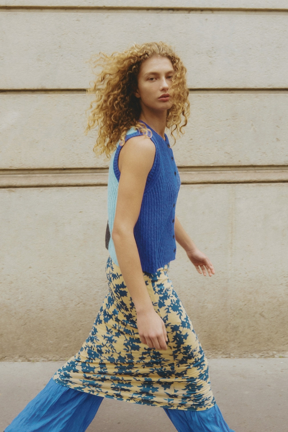 Bridgette Knit Vest Cobalt Splice