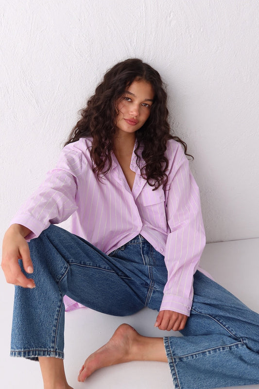 June Shirt Lilac Stripe