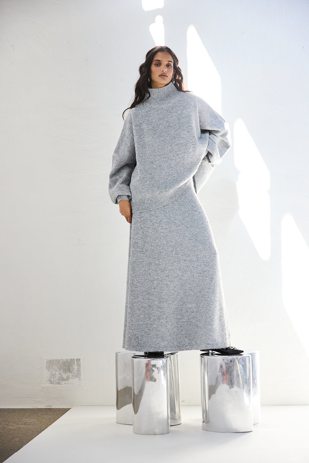 Yumi Knit Jumper Grey Marle