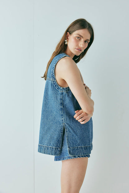 Muni Denim Tunic Top Blue