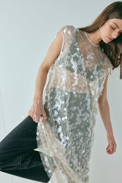 Astrid Sequin Maxi Dress Cream