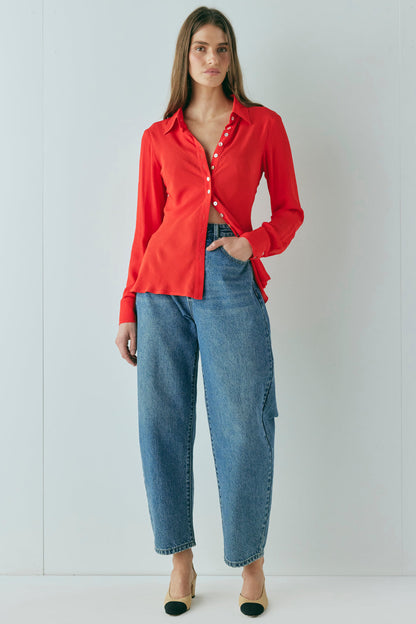 Mila Bias Shirt Red