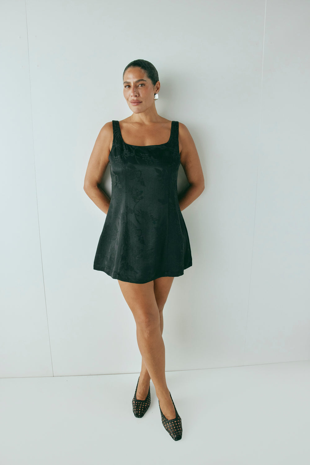 Shiloh Jacquard Mini Dress Black