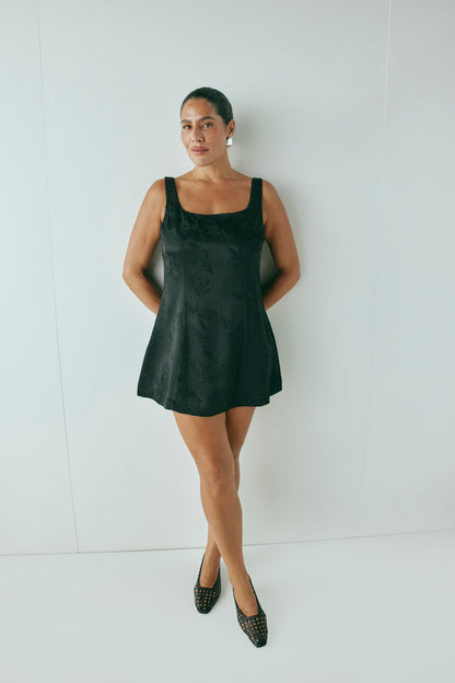 Shiloh Jacquard Mini Dress Black
