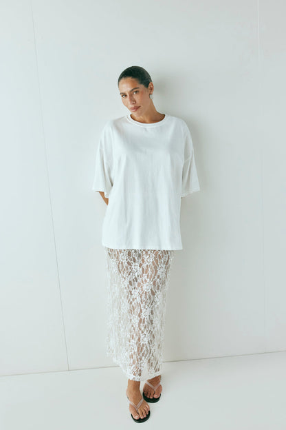 Devyn Sequin Midi Skirt White