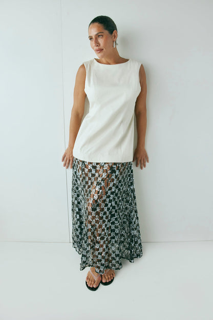 Robbie Sequin Maxi Dress Cream