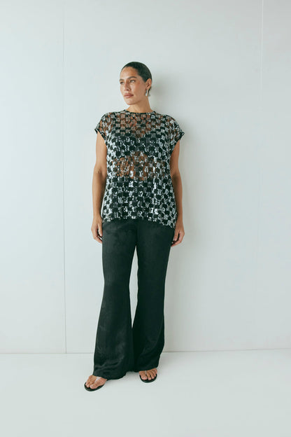 Devyn Sequin Top Black