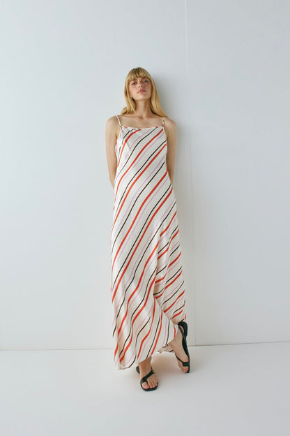Ema Satin Maxi Dress Stripe