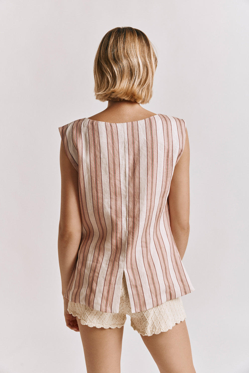 Aria Vest Pink Stripe