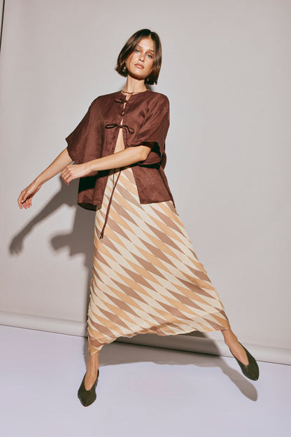 Naomi Linen Smock Top Umber