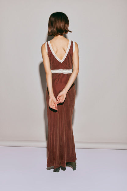 Meet Me On The Dance Floor Bias Cut Maxi Dress Umber