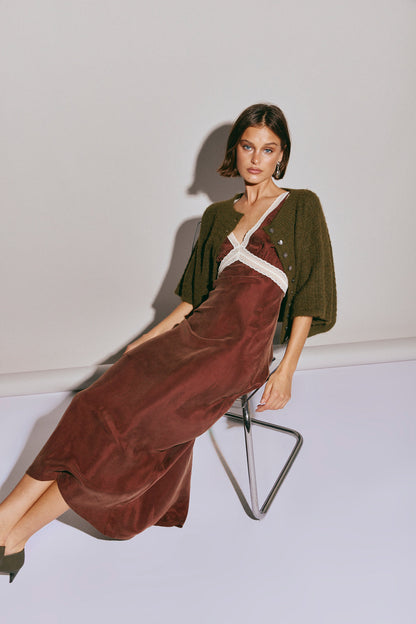 Meet Me On The Dance Floor Bias Cut Maxi Dress Umber