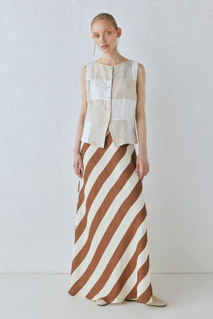 Sun Linen Maxi Skirt Stripe