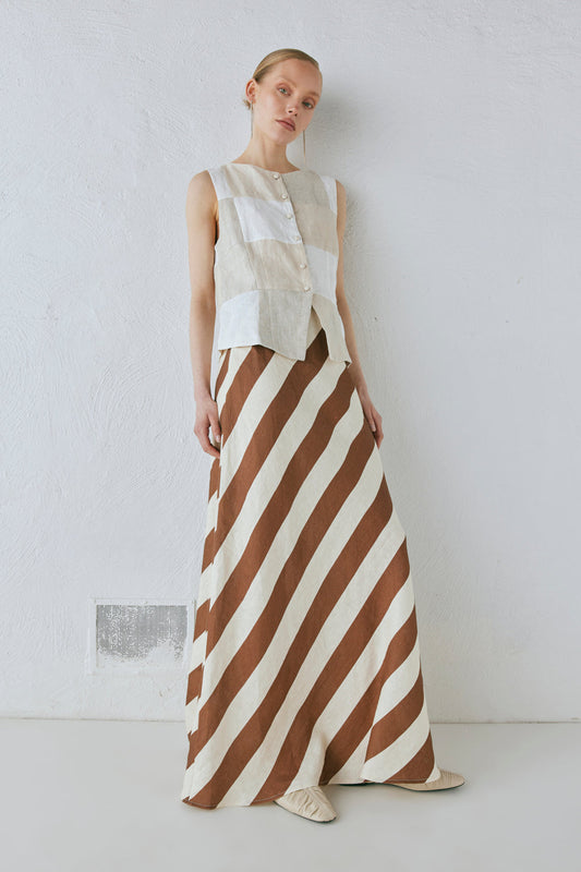 Sun Linen Maxi Skirt Stripe