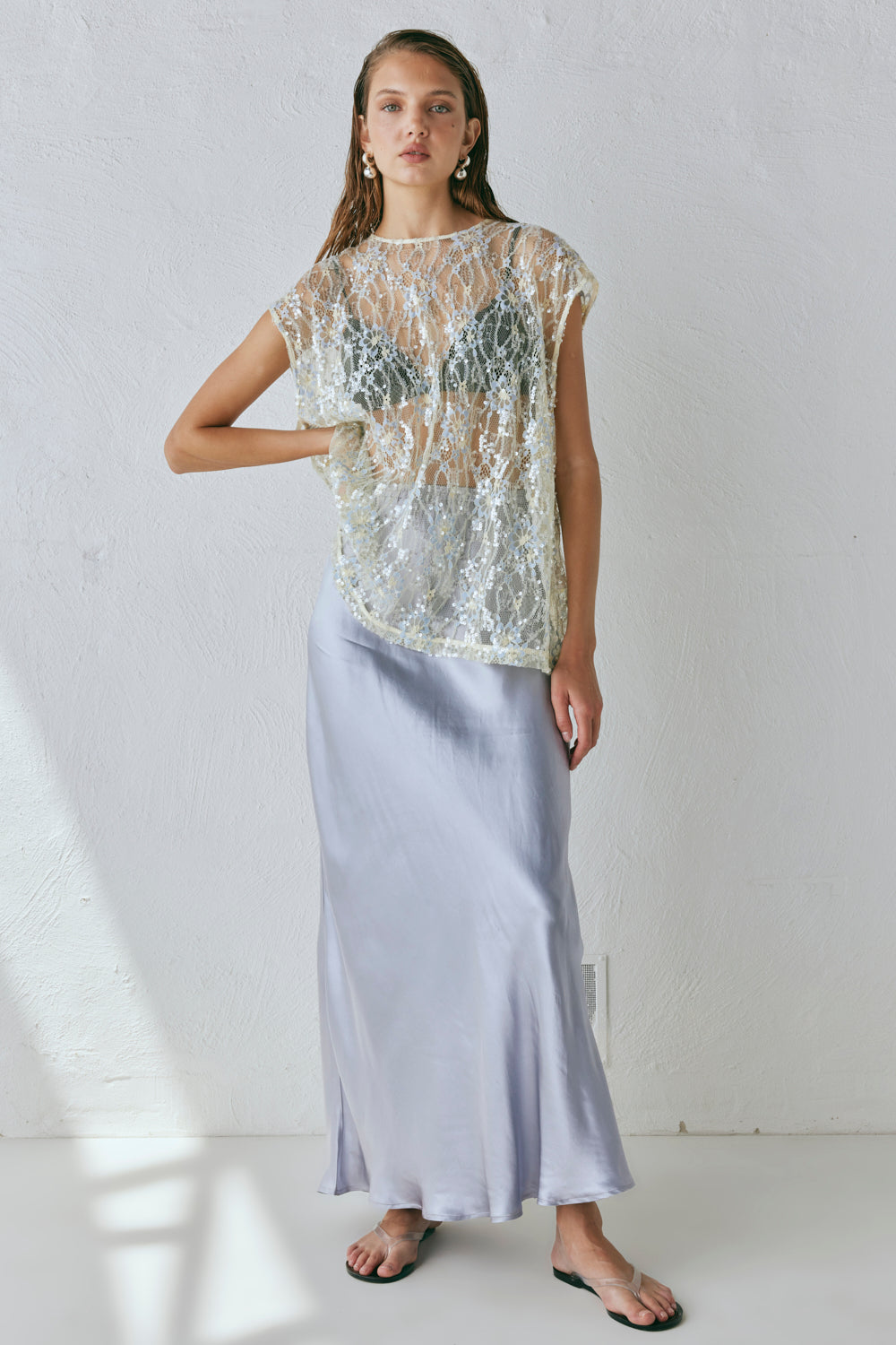 Florence Bias Cut Maxi Skirt Pearl