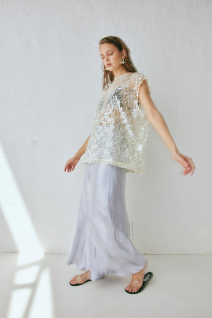 Florence Bias Cut Maxi Skirt Pearl