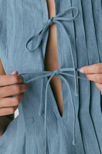 Valeria Linen Top Lake