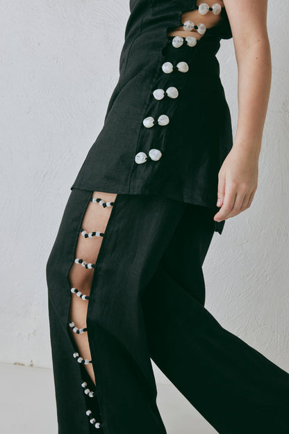Tia Linen Pants Black