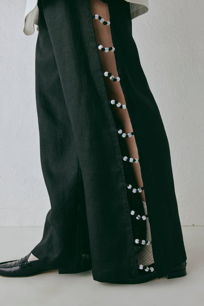 Tia Linen Pants Black