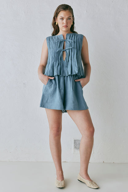Annika Linen Shorts Lake