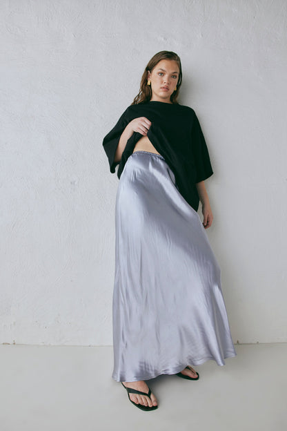 Florence Bias Cut Maxi Skirt Pearl