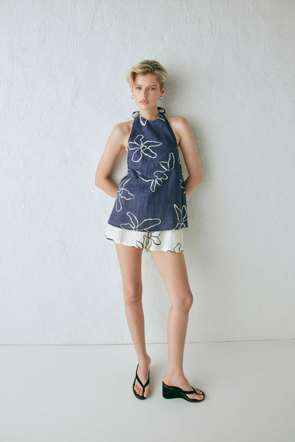 Sierra Linen Top Fleur