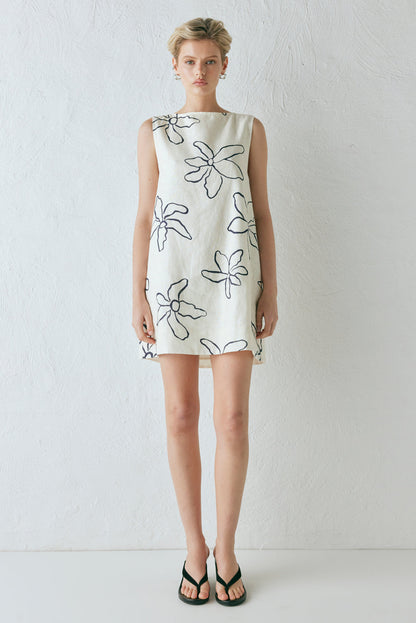 Aftersun Linen Mini Dress Fleur