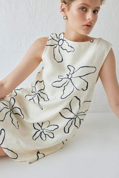 Aftersun Linen Mini Dress Fleur